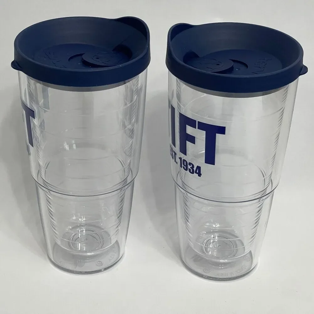 TIFT Tervis Tumblers Hot Cold Drinks with Lid Clear Blue 8 1/8